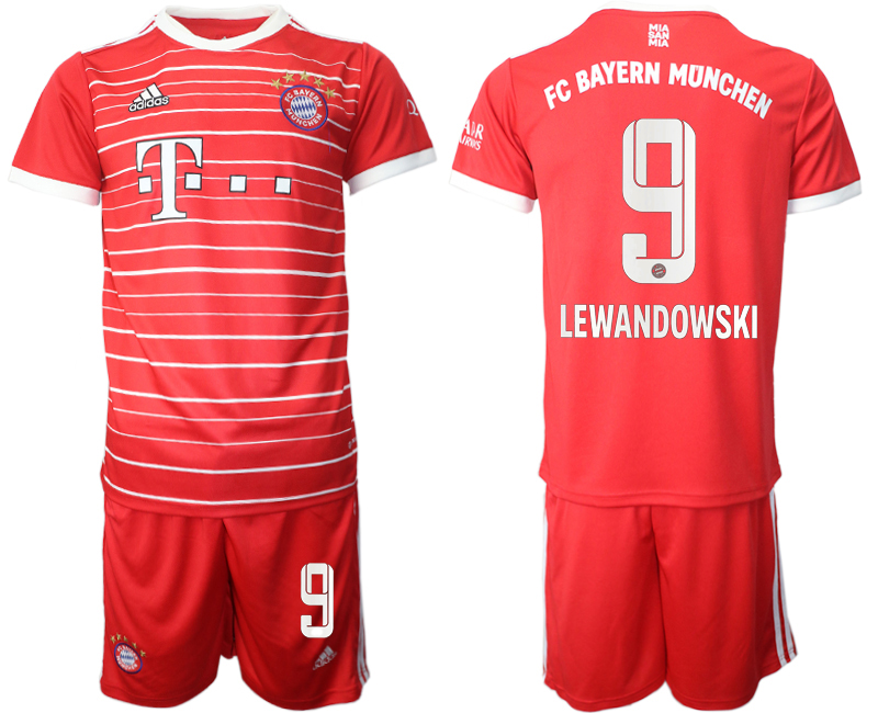 Men 2022-2023 Club Bayern Munich home Red #9 Adidas Soccer Jersey->customized soccer jersey->Custom Jersey